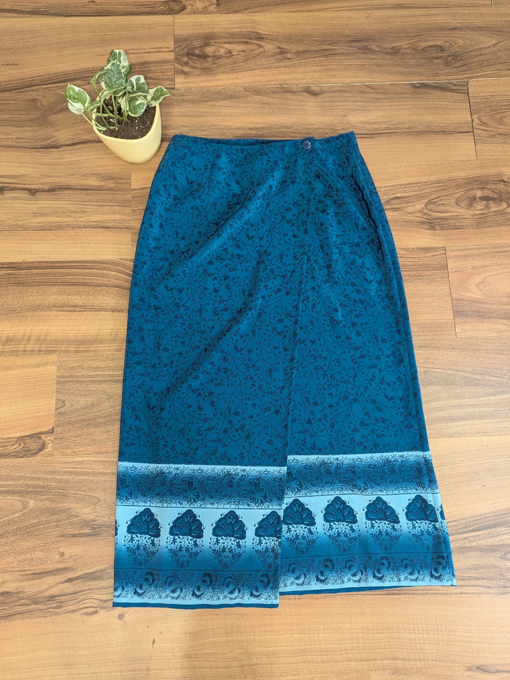 Vintage Penmans Blue Floral Skirt Women's Medium